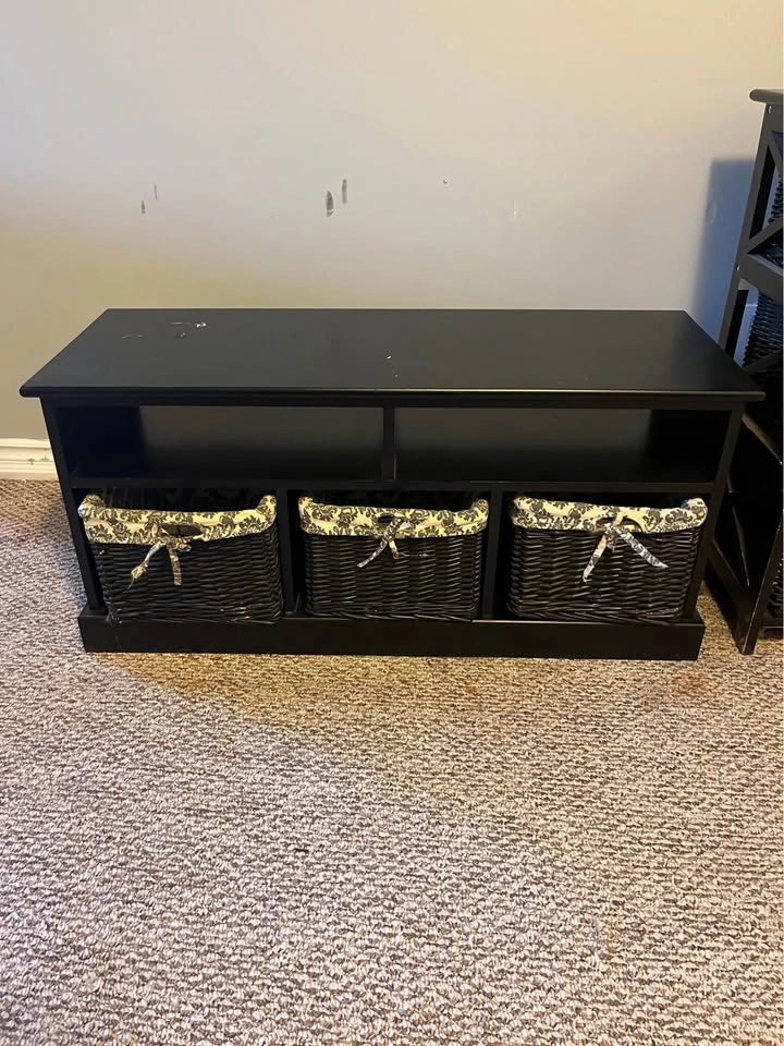 Black Storage Bench and Matching Wicker Basket Tower - photo 4