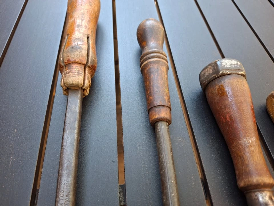 Vintage Wood-Handled Tool Lot — Awls, Rug Hook, Oxwall Set - photo 4