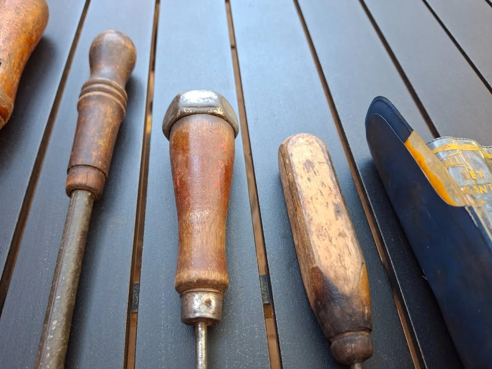 Vintage Wood-Handled Tool Lot — Awls, Rug Hook, Oxwall Set - photo 5