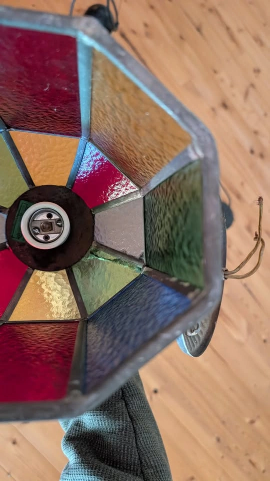 Tiffany Stained Glass Hanging Lantern — Wrought Iron - photo 3