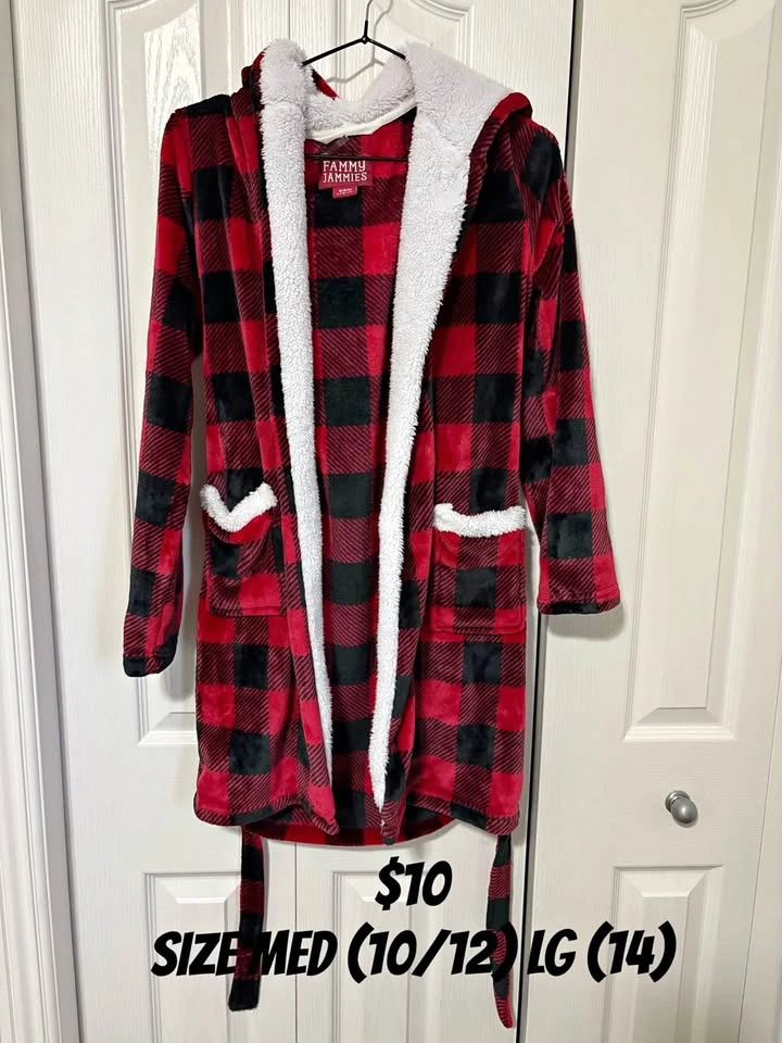 EUC Kids Plaid Housecoat Size Med/LG
