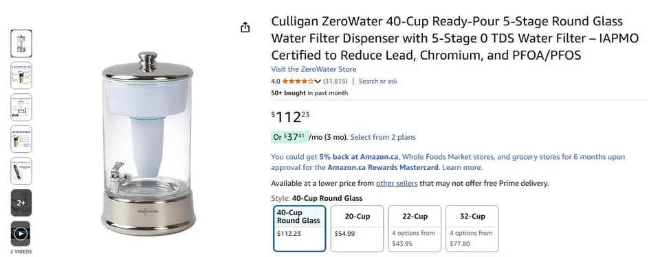 Glass Water Filter Dispenser - 9.5L image indicator(4)