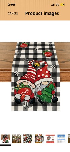 Christmas Gnome Black And White Buffalo Plaid Table Runner