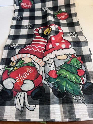 Christmas Gnome Black And White Buffalo Plaid Table Runner - photo 2