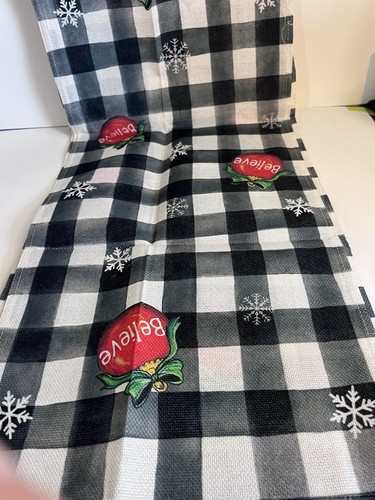 Christmas Gnome Black And White Buffalo Plaid Table Runner - photo 3