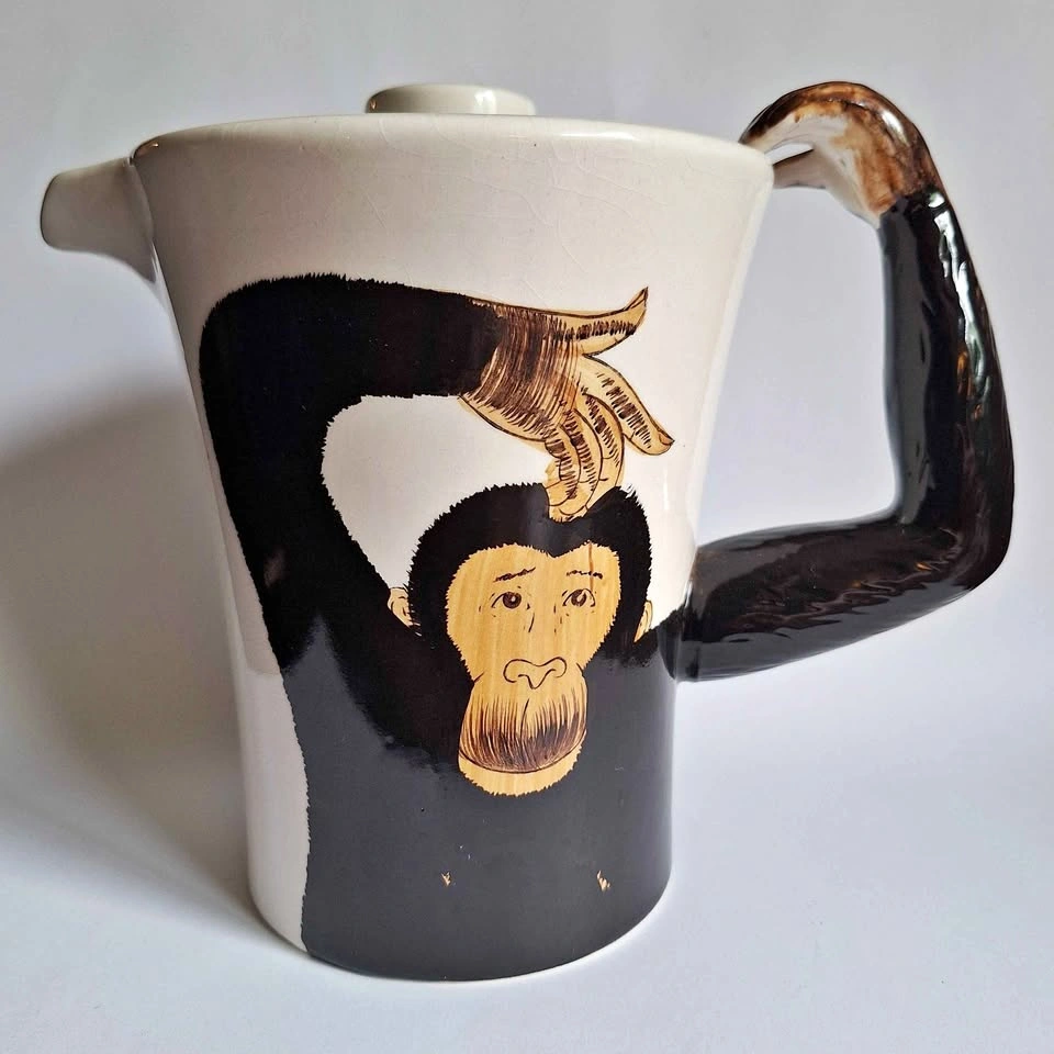 Pier One Vintage Monkey Teapot – 3D Sculptural Handle