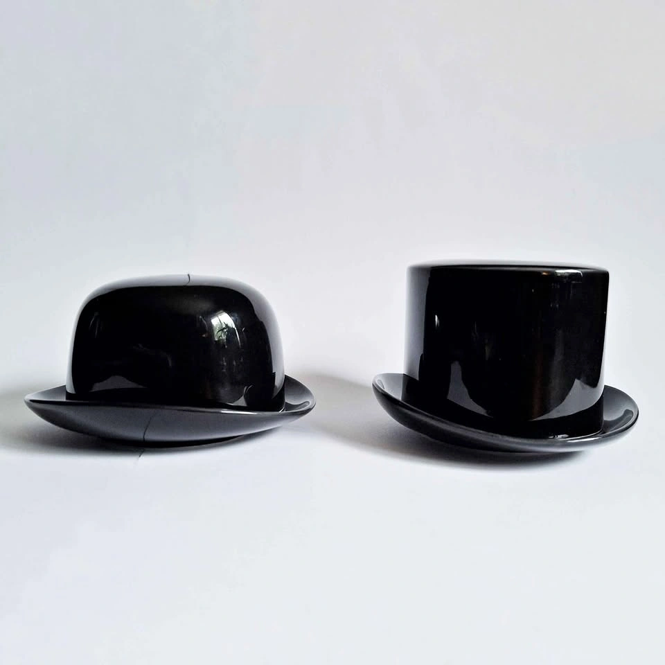 Top Hat and Bowler Hat Sugar Bowls