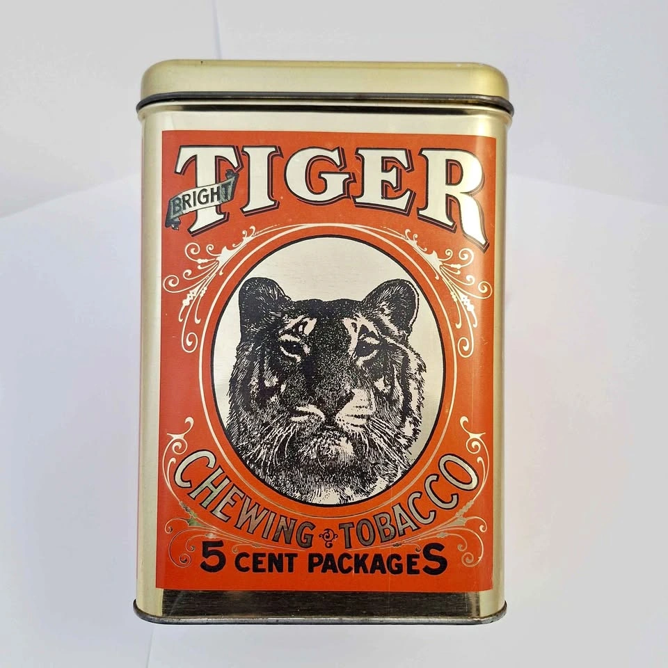 Chein Bright Tiger Chewing Tobacco Tin Canister, 1930-1950s