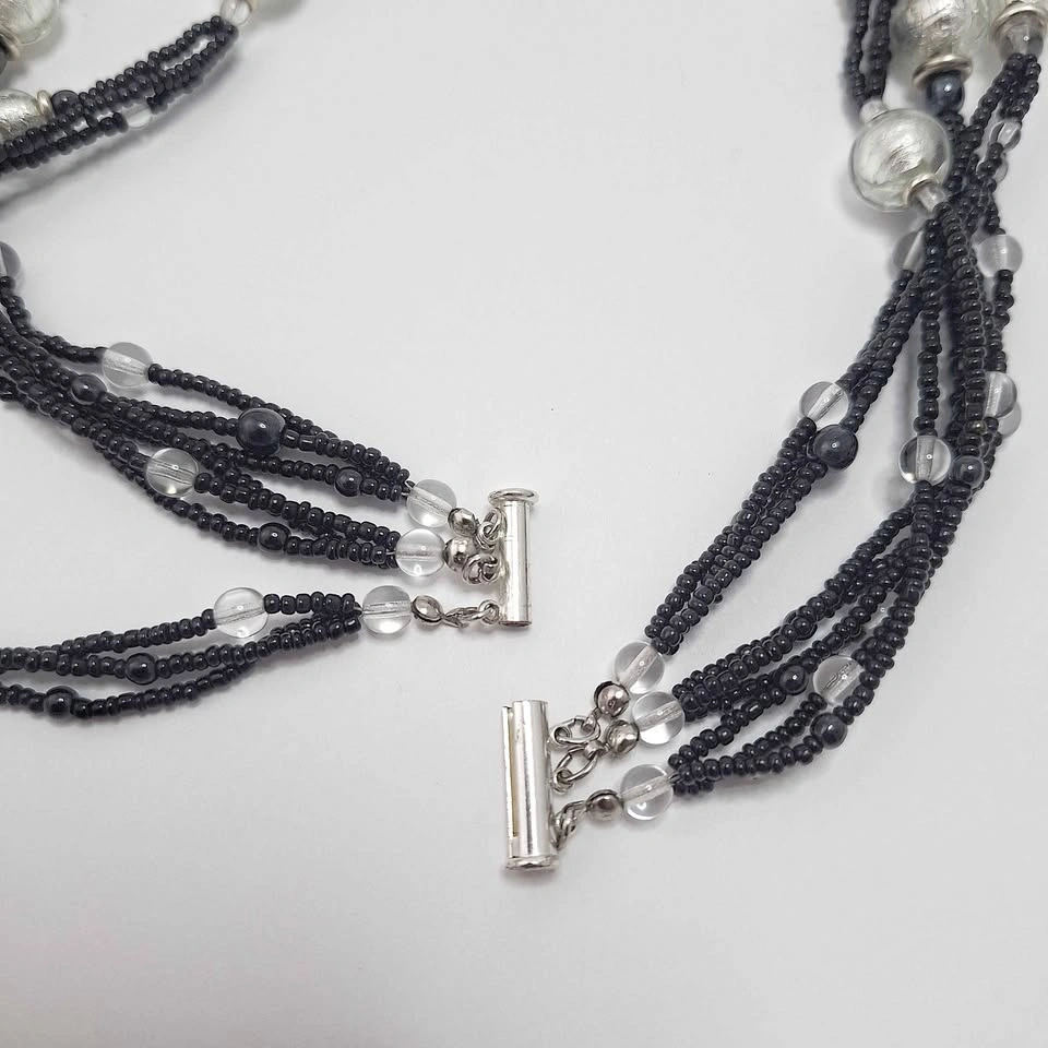 Murano Silver Foil Glass Bead Necklace - photo 4