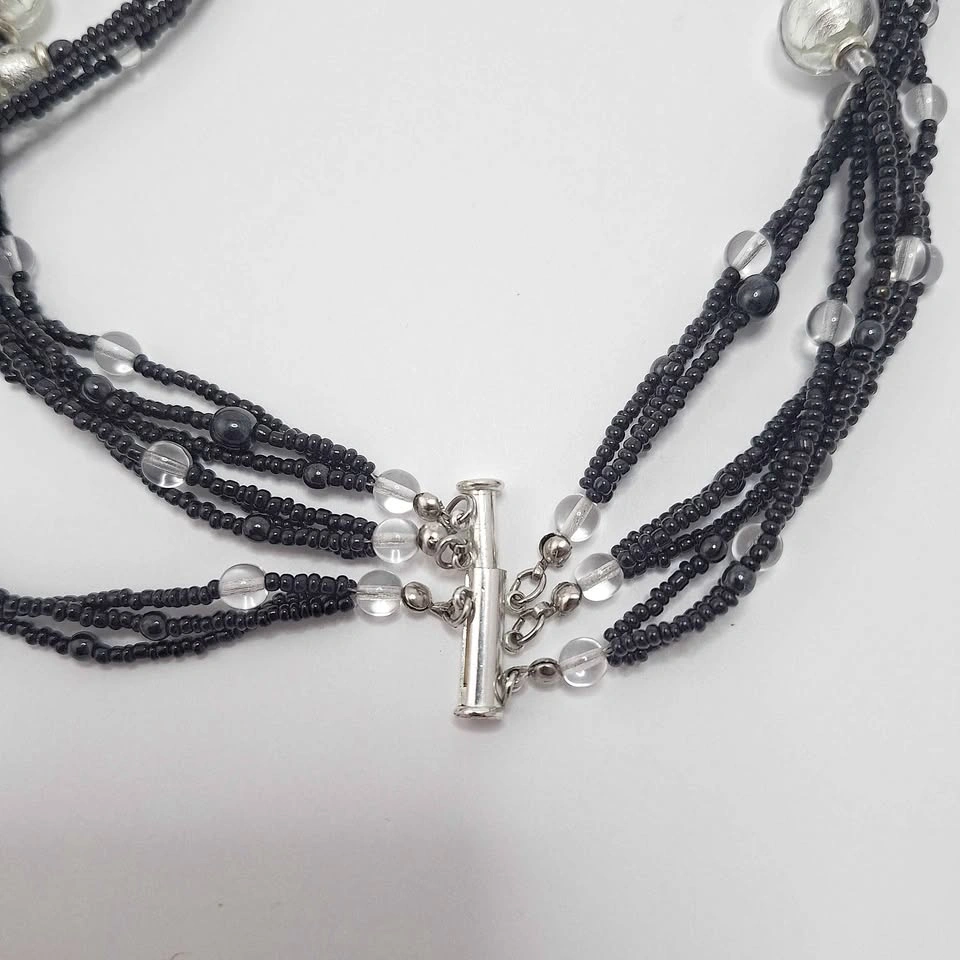 Murano Silver Foil Glass Bead Necklace - photo 5