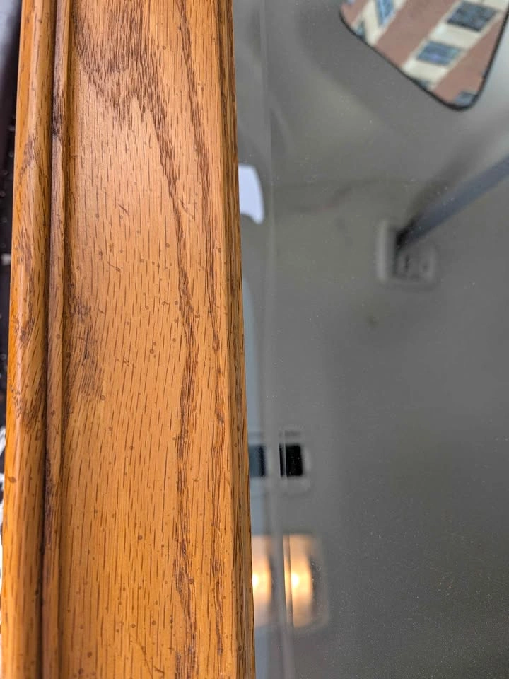 Large Vintage Oak Framed Wall Mirror 42 x 45 in - photo 3