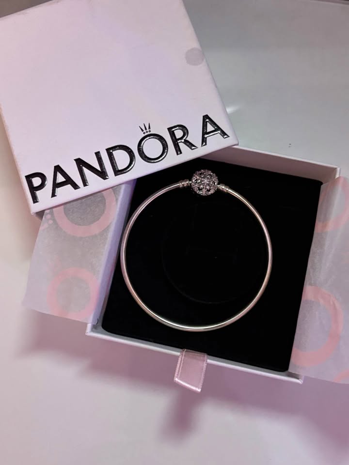 Pandora 925 Snowflake Clasp Bangle Charm Bracelet - photo 3