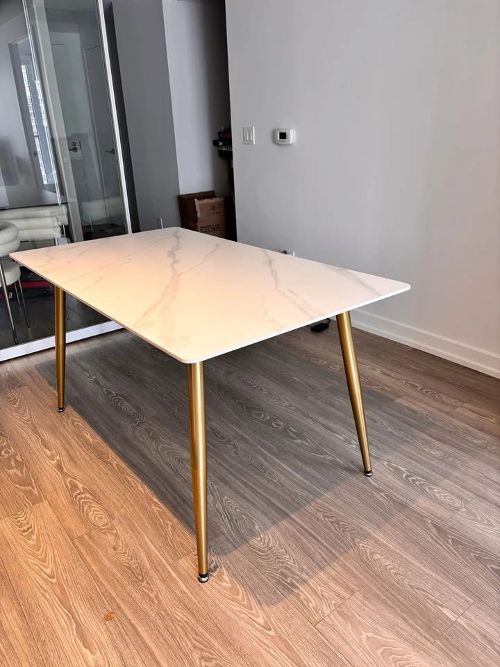 Sintered Stone marble top with Brass legs dining table 55 inches - photo 5