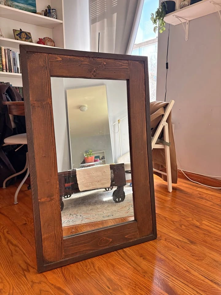 Rustic mirror with wooden frame