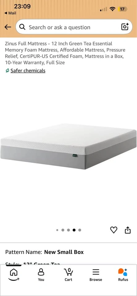 Zinus 12” Full-Size Memory Foam Mattress – Green Tea + FREE 4 PI - photo 3