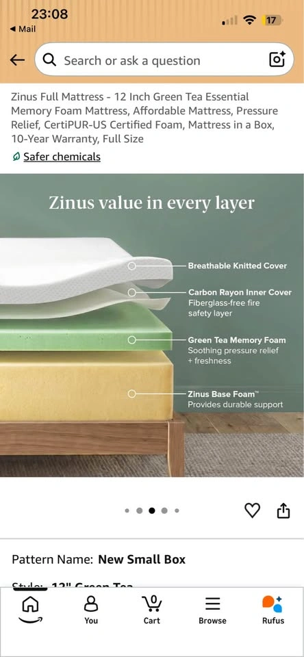 Zinus 12” Full-Size Memory Foam Mattress – Green Tea + FREE 4 PI - photo 4