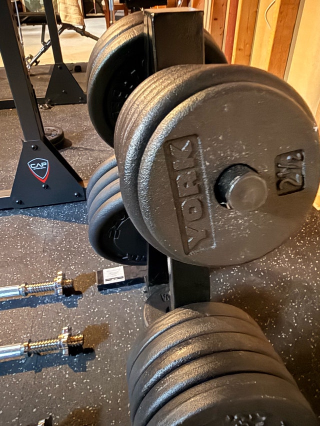 York iron plate set with weight tree and 4x dumbbells - photo 2