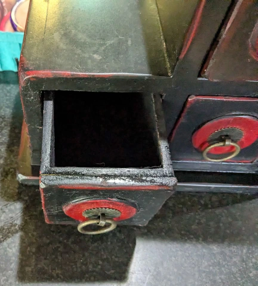 Vintage Asian-Inspired 11" Wooden Stepped Bookends/Shelves - photo 3