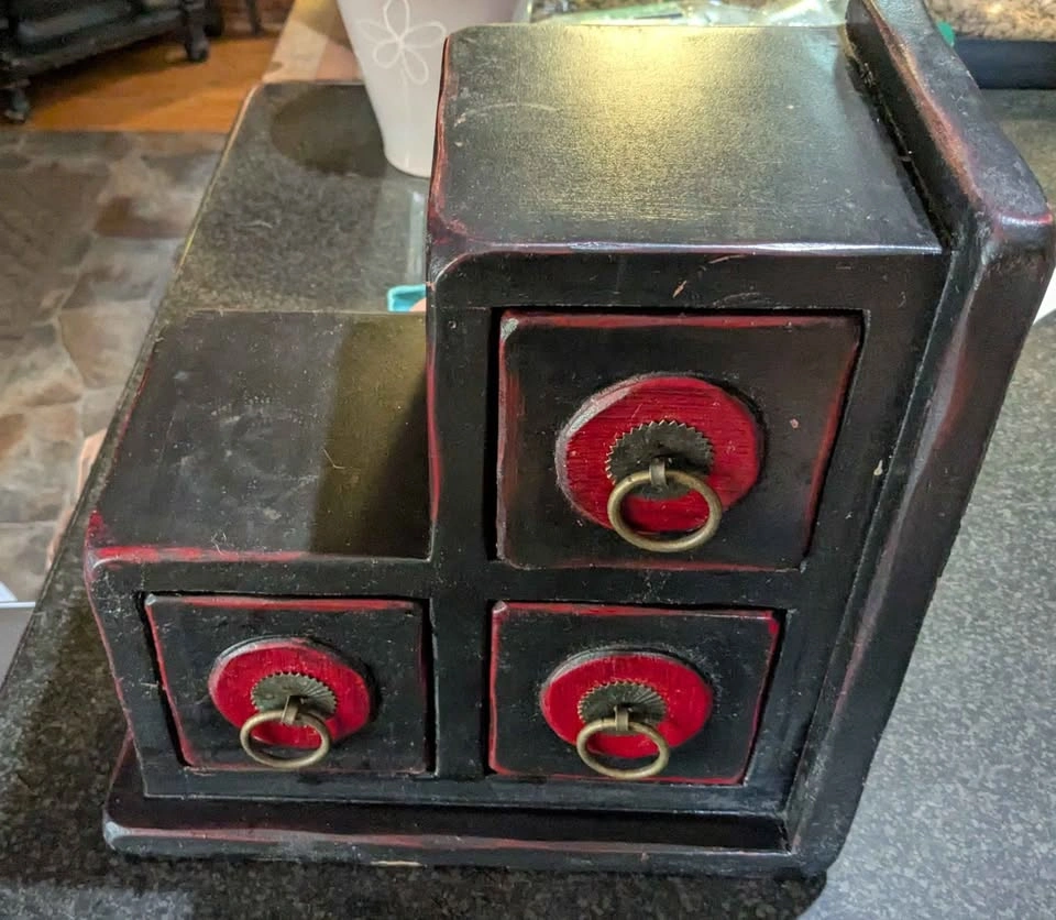 Vintage Asian-Inspired 11" Wooden Stepped Bookends/Shelves - photo 4