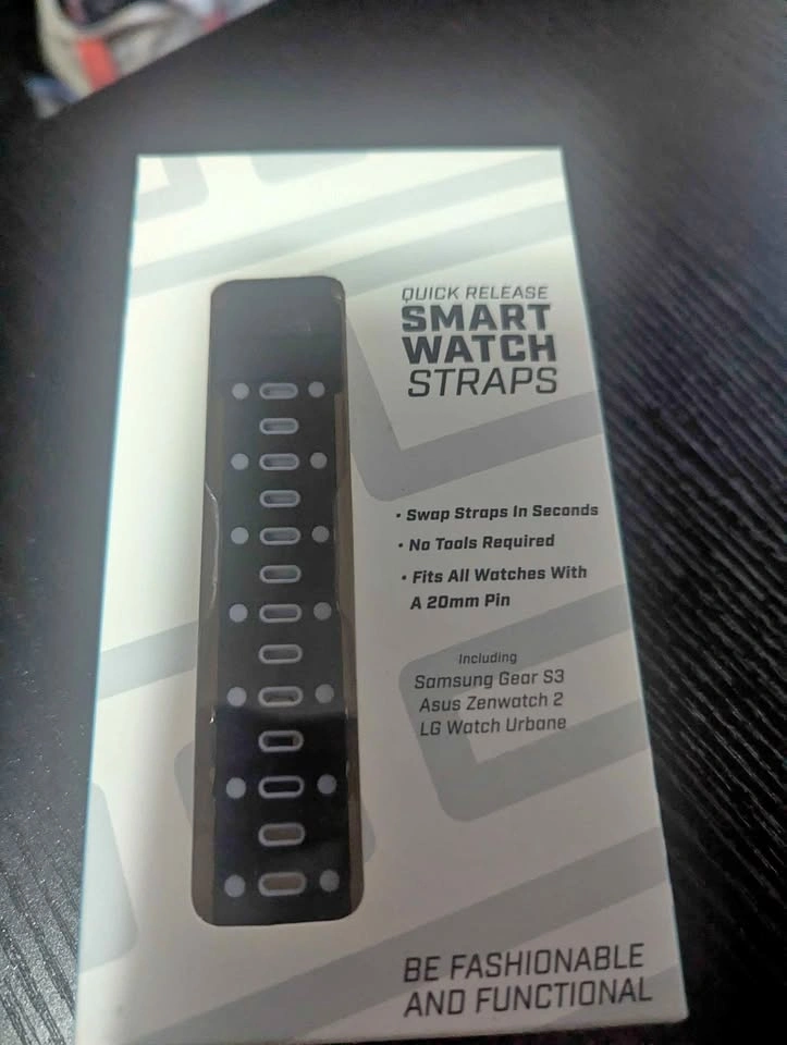 Quick Release Smartwatch Strap – Black/Grey Silicone, 20 mm