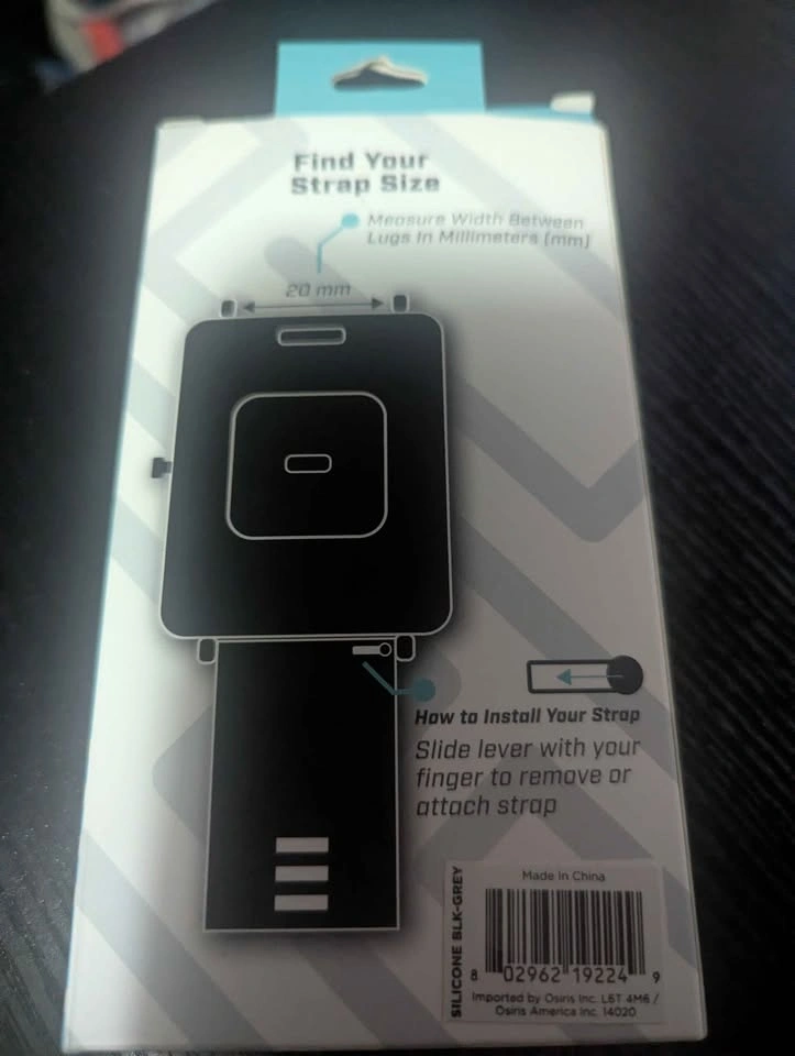 Quick Release Smartwatch Strap – Black/Grey Silicone, 20 mm - photo 2