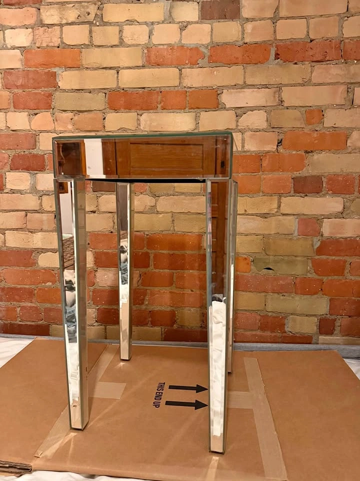 Glass Mirrored Side Table