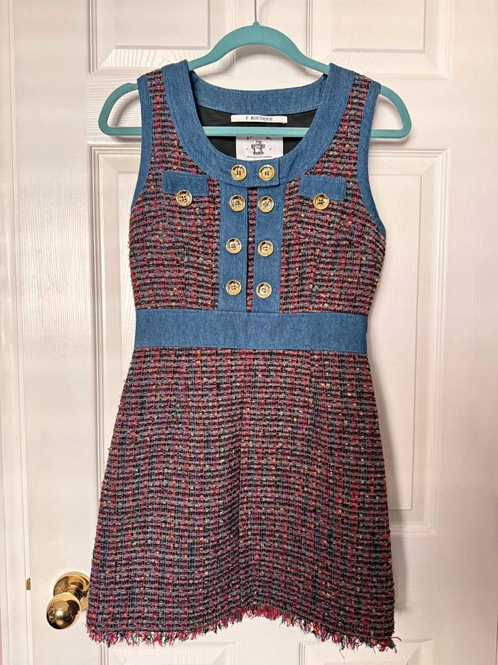 Tweed sleeveless dress S NEW