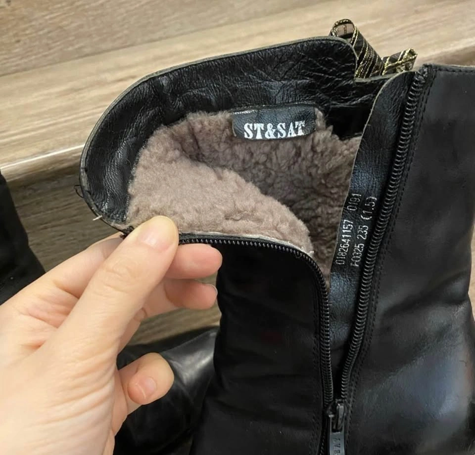 Leather short boots with fur lining 6.5 - photo 3