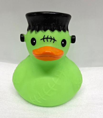 Frankenstein Rubber Duck Bath Toy: Green Duck Black Hair Hat