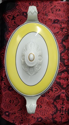 Rare A. Raynaud Limoges France Tureen Yellow Black Gold - photo 2