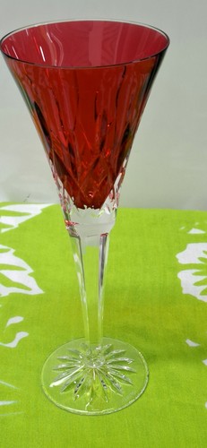 Waterford Red Clear Crystal Etched Stemmed Champagne Flute