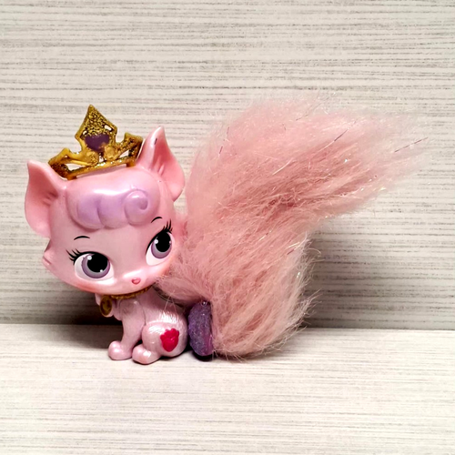 Disney Littlest Pet Shop Pink Cat Figure Gold Glitter Crown