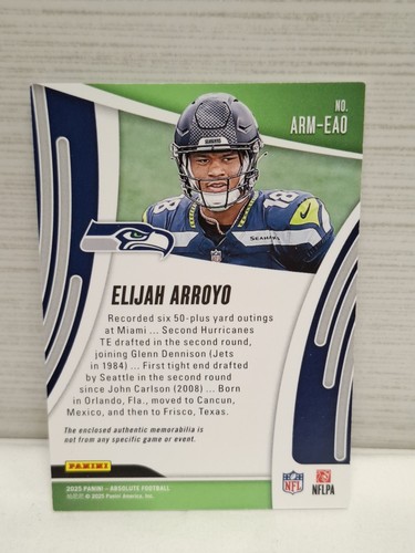 2025 Panini Absolute Football Elijah Arroyo RC Rookie Patch - photo 2