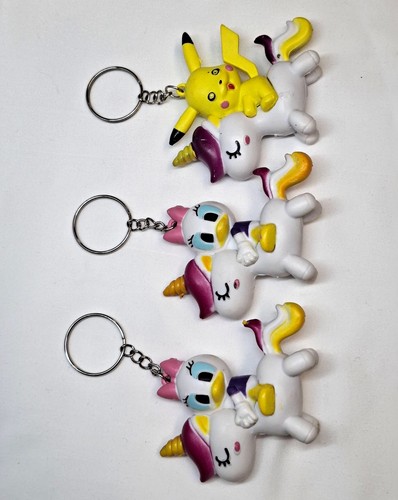 Lot of 3 Pokemon Pikachu Disney Daisy Duck Unicorn Keychains