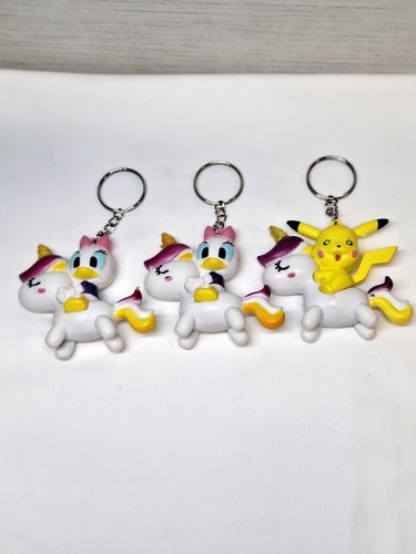 Lot of 3 Pokemon Pikachu Disney Daisy Duck Unicorn Keychains - photo 2
