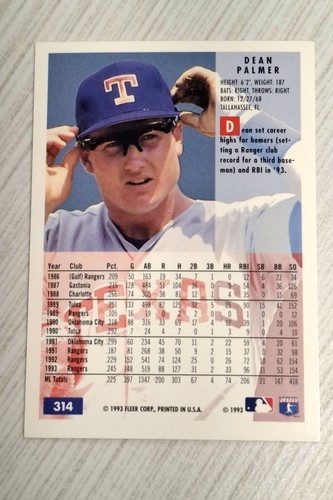 1994 Fleer - Dean Palmer #314 - photo 2