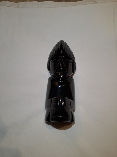 Vintage Mexican Black Obsidian Aztec Maya Warrior Idol Statue Fi - photo 2