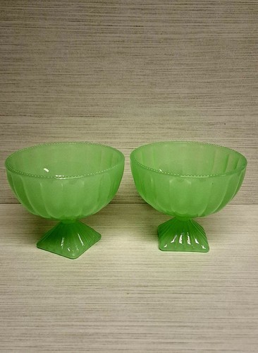 Set of 2 Antique Chinese Jade Dessert Bowls