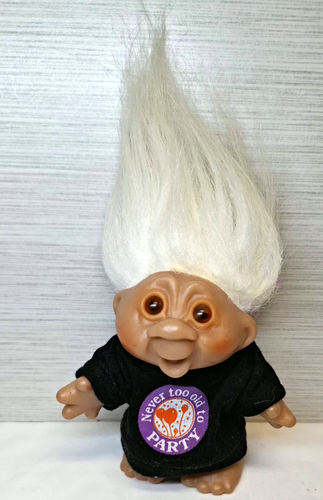 Vintage Troll Doll Dam Retired & Loving It White Hair 5" Tall