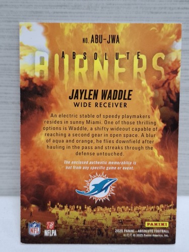 2023 Panini Absolute Burners Memorabilia Jaylen Waddle ABU-JWA D - photo 2