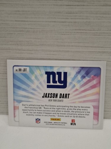 2025 Panini Absolute Jaxon Dart Hog Heaven #HH-JDT Giants RC - photo 2