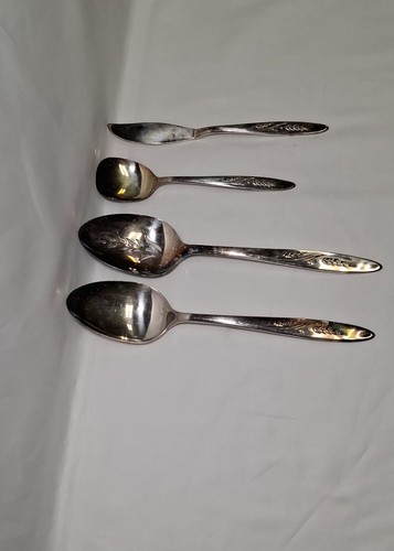 Community Silverplate Floral Handle Spoons & Butter Knife 4pc - photo 2