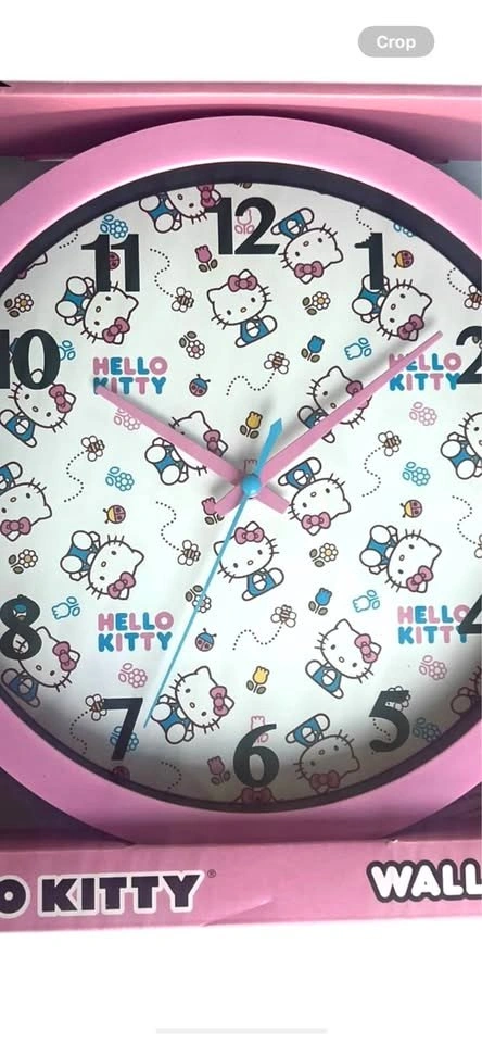 NEW Hello Kitty Wall Clock 10 inch Pink Floral Sanrio Decor