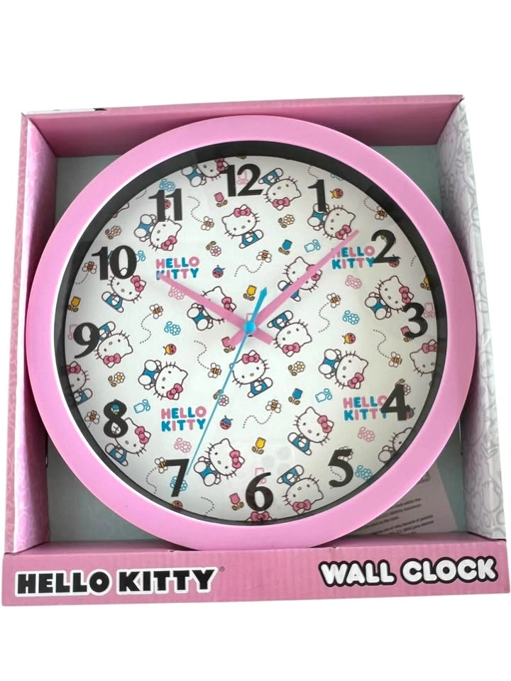 NEW Hello Kitty Wall Clock 10 inch Pink Floral Sanrio Decor - photo 2