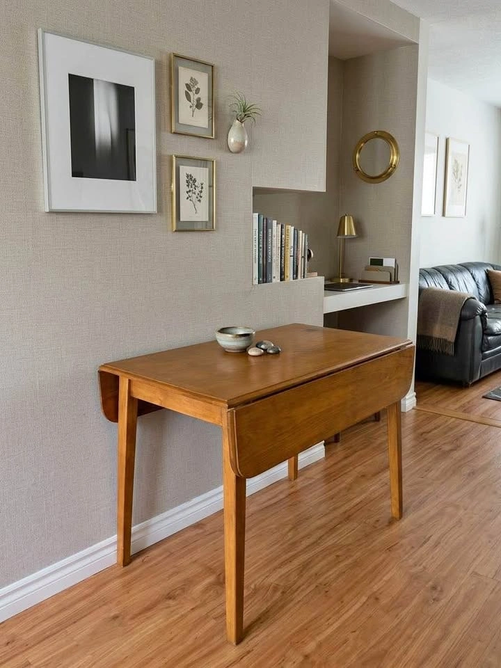 Vintage Mid-Century 1950s Solid Hard Maple Drop-Leaf Table