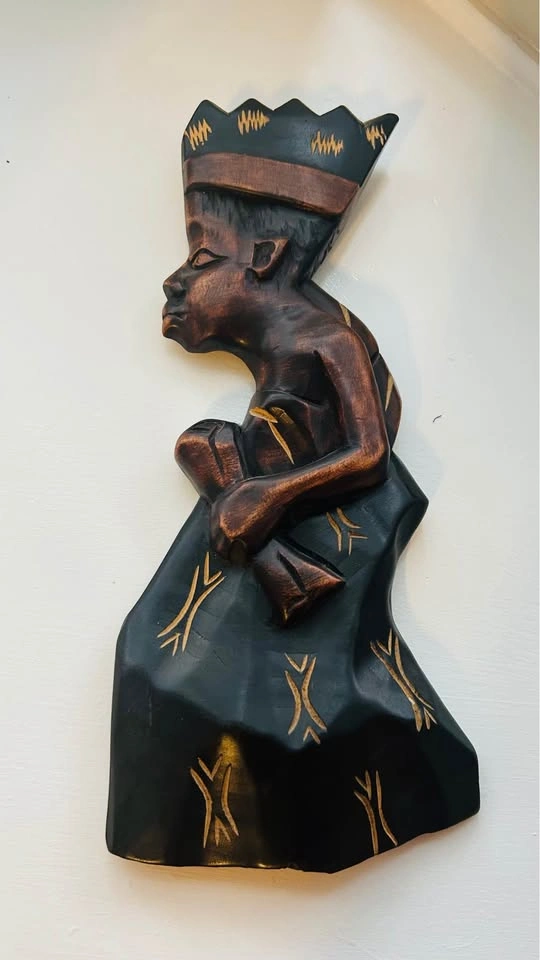 Hand-Carved African Chief Style Wooden Wall Plaque - photo 2