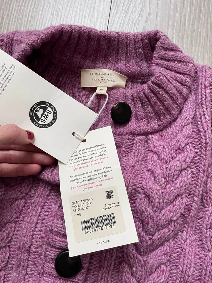 Sézane Andina Cardigan, rose garden, XS, NWT - photo 2
