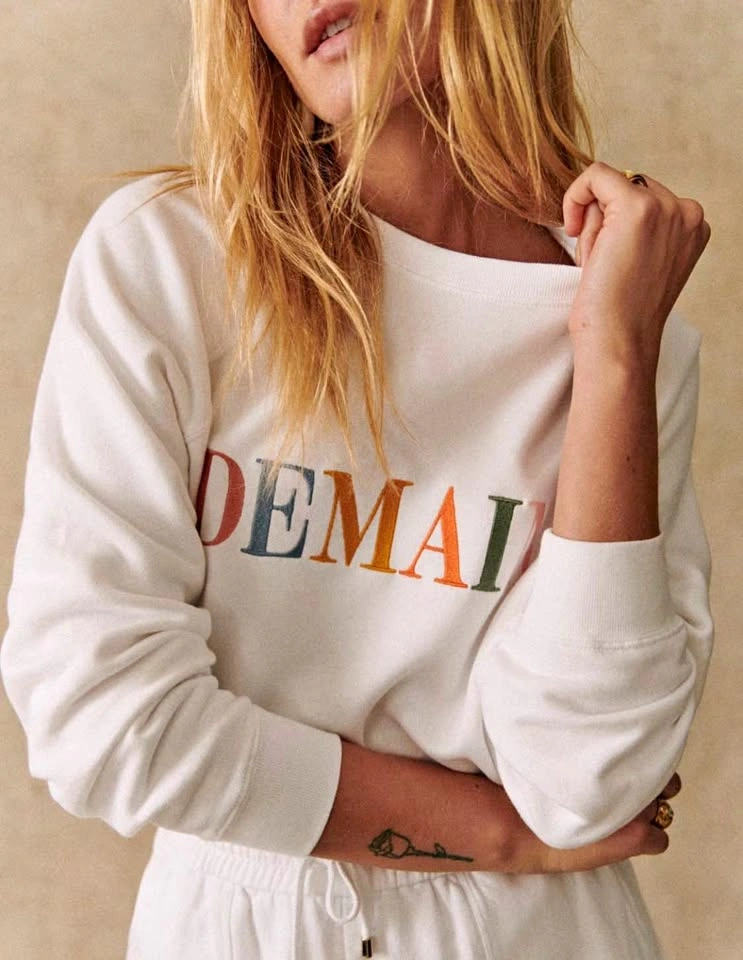 Sézane Demain White Sweater, L