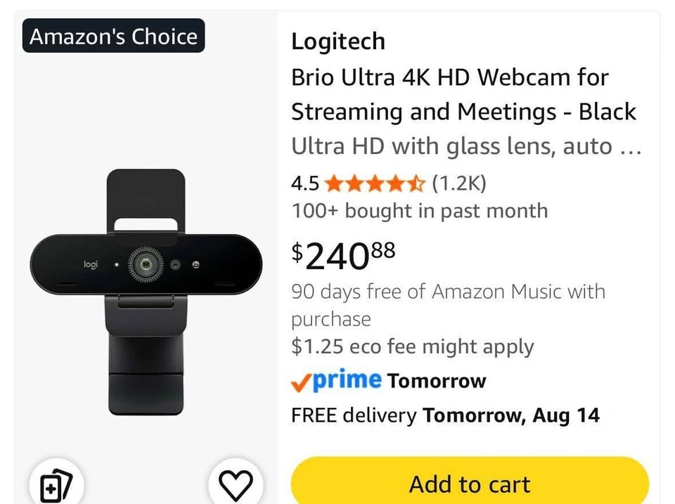 Logitech Brio 4K Webcam (Windows Hello face id compatible) - photo 5