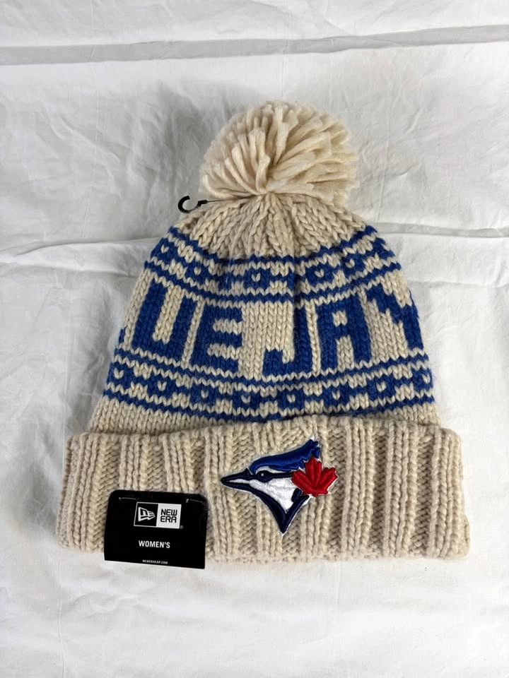 Toronto Blue Jays New Era Women's Knit Pom Toque – Cream/Blue